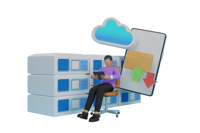 Cloud computing technology  3D Illustration