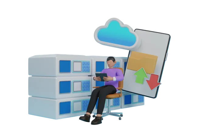 Cloud computing technology  3D Illustration