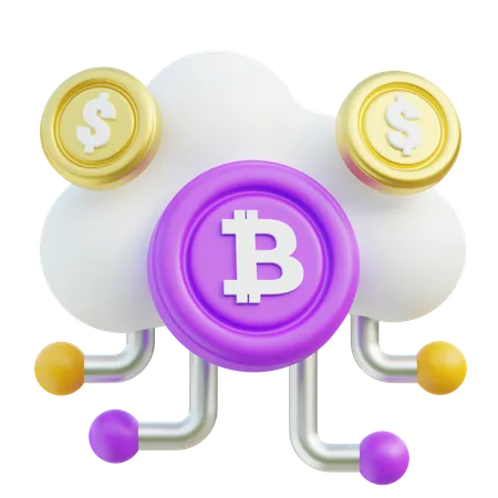 Cloud Computing With Cryptocurrency Concept  3D Icon