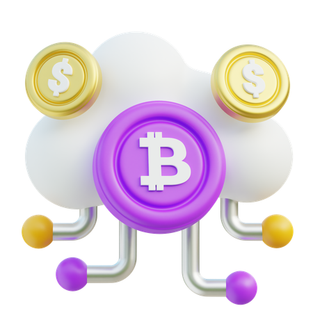 Cloud Computing With Cryptocurrency Concept  3D Icon