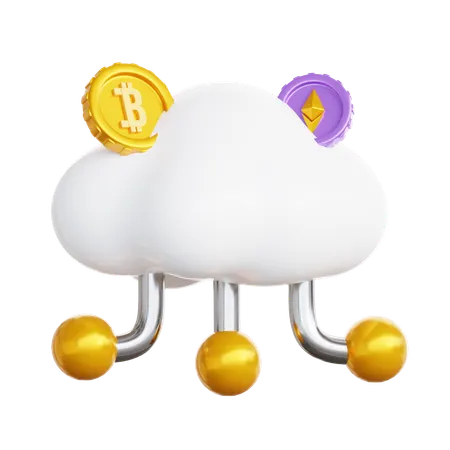 Cloud Cryptocurrency  3D Icon