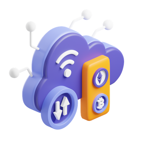 Cloud Cryptocurrency  3D Icon