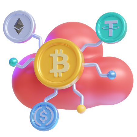 Cloud Cryptocurrency  3D Icon