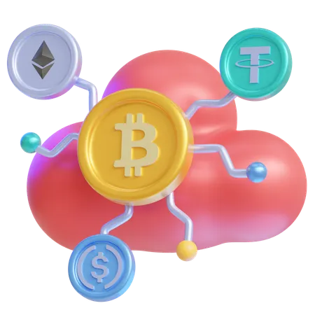 Cloud Cryptocurrency  3D Icon