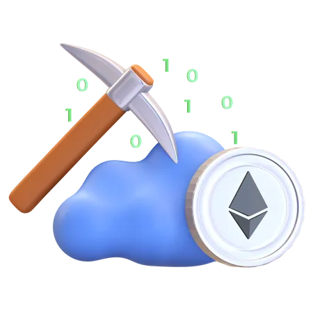 Ethereum Cloud Mining Icon Cryptocurrency Symbol 3 D Render Illustration 3D Illustration