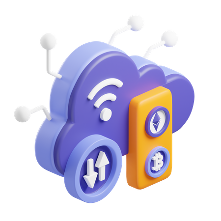 Cloud Cryptocurrency  3D Icon