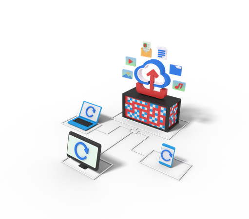 Cloud Data Backup 3D Icon