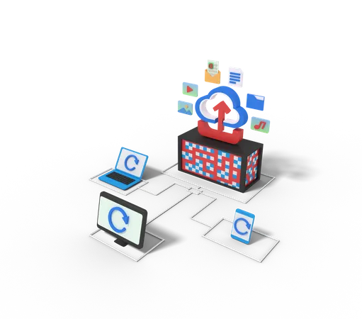 Cloud Data Backup 3D Icon
