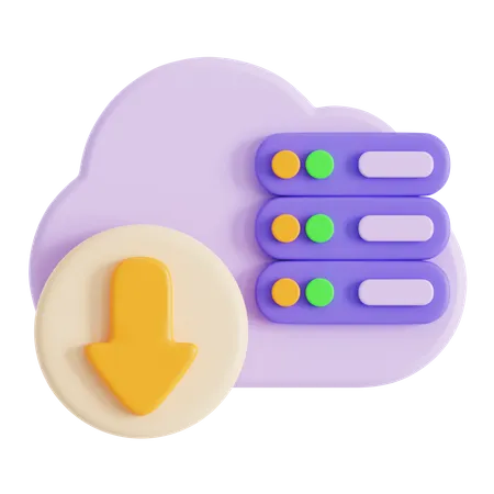 Cloud Data Download  3D Icon