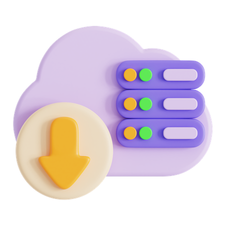Cloud Data Download  3D Icon