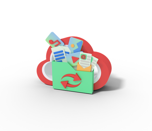 Cloud Data Folder  3D Icon