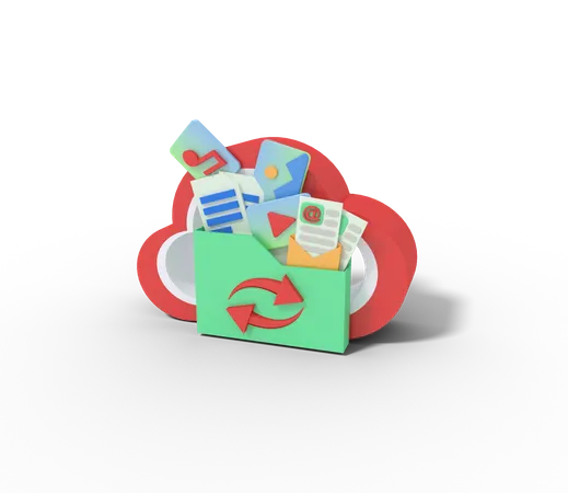 Cloud Data Folder  3D Icon