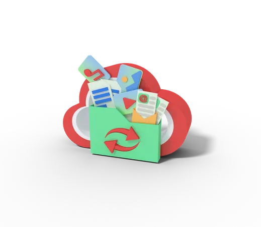 Cloud Data Folder 3D Icon