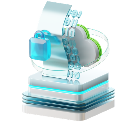 Cloud Data Security  3D Icon