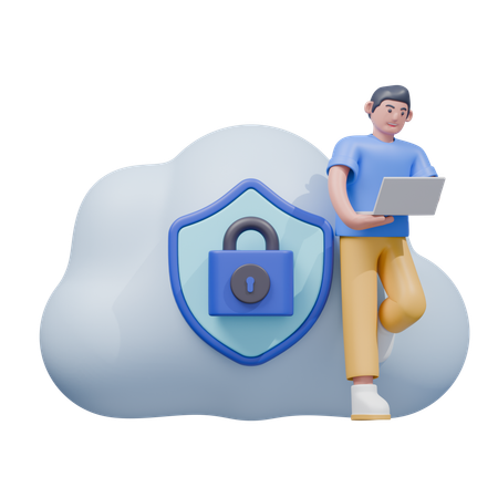 Cloud Data Security  3D Illustration