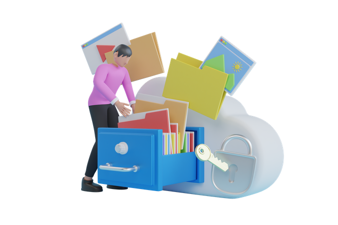 Cloud data storage  3D Icon