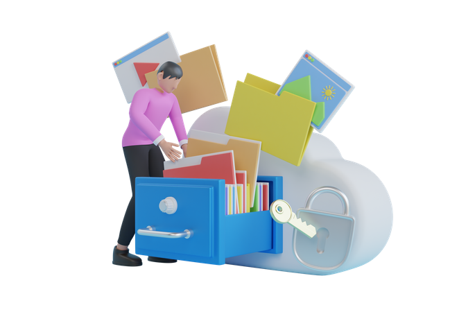 Cloud data storage  3D Illustration