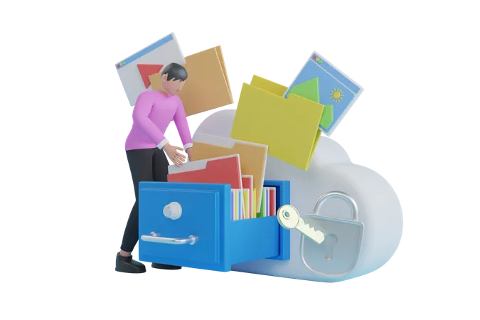 Cloud data storage  3D Illustration