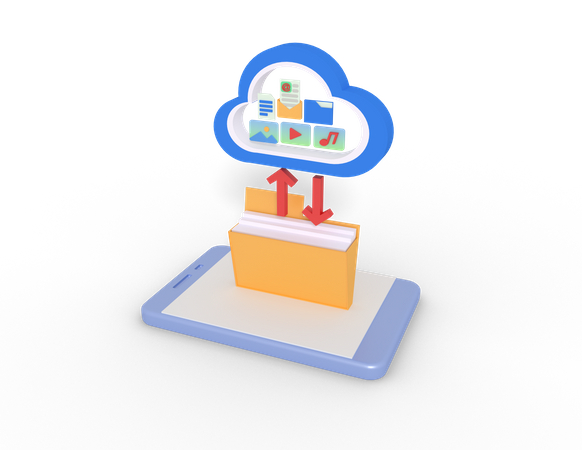 Cloud Data Transfer  3D Icon