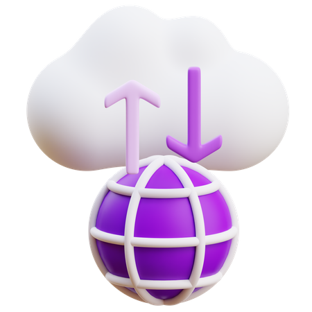 Cloud Data Transfer 3D Illustration