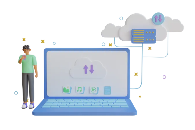 Cloud-Datenfreigabe  3D Illustration