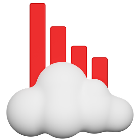 Cloud Decrease Graph  3D Icon