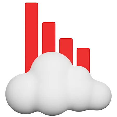 Cloud Decrease Graph  3D Icon