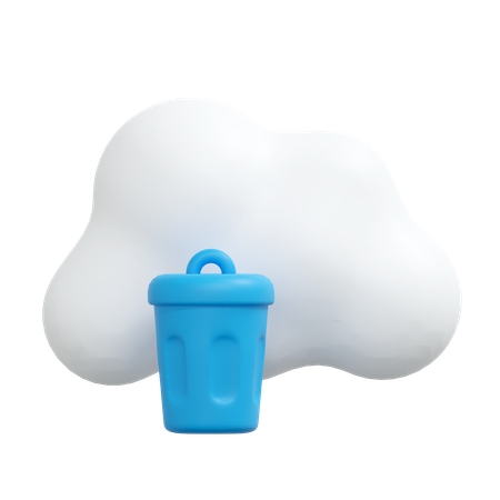 Cloud Delete with Trash Bin  3D Icon