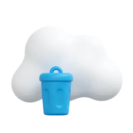Cloud Delete with Trash Bin  3D Icon