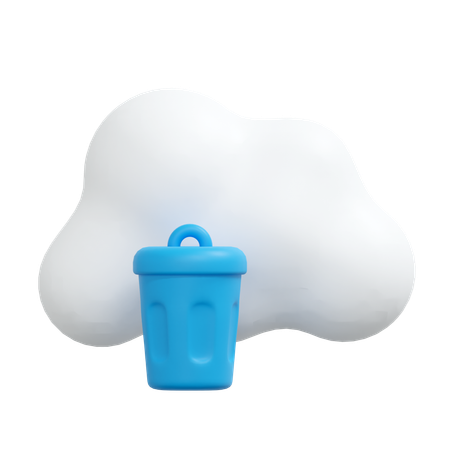Cloud Delete with Trash Bin  3D Icon