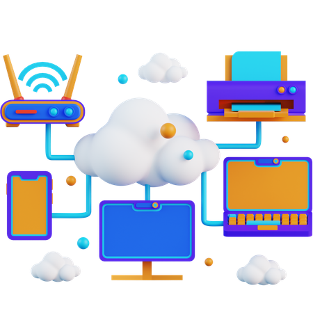 Cloud Device Connection  3D Icon