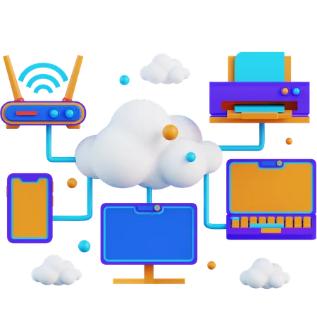Cloud Device Connection  3D Icon