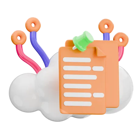 Cloud Document  3D Icon