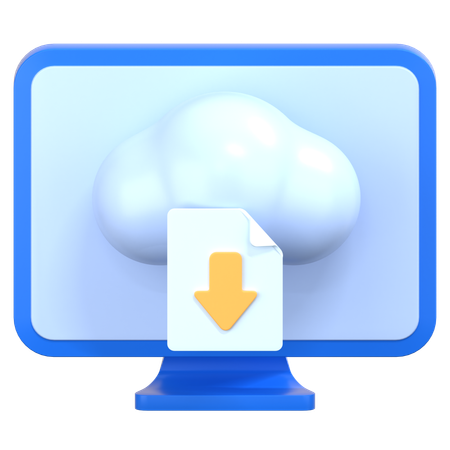 Cloud download  3D Icon