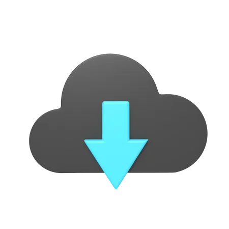 3 D Icon Of Download Data With Arrow Down And Cloud 3D Icon