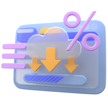 Cloud Downloading  3D Icon