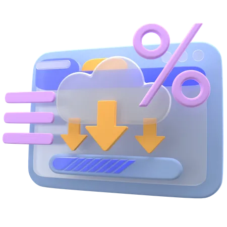 Cloud Downloading  3D Icon