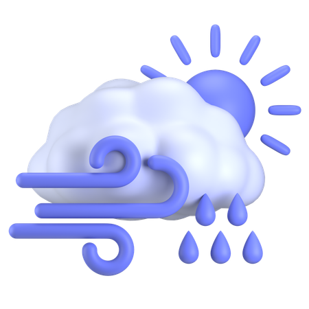 Cloud Drizzel Day  3D Icon