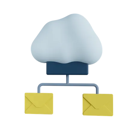 Courrier électronique dans le cloud  3D Illustration