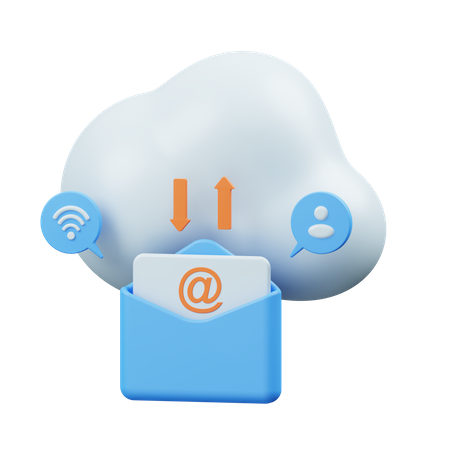 Cloud Email  3D Icon