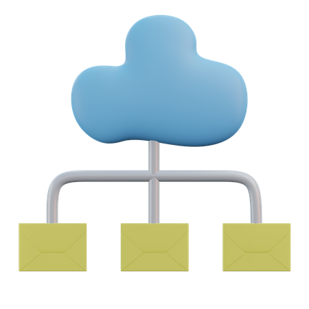 Cloud Email  3D Icon