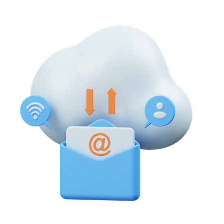 Cloud Email 3D Illustration
