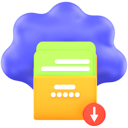 Cloud File Download  3D Icon