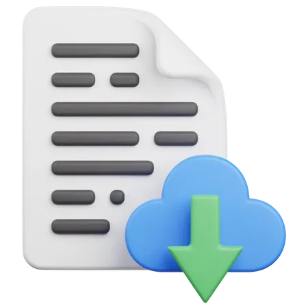 Cloud File Download  3D Icon