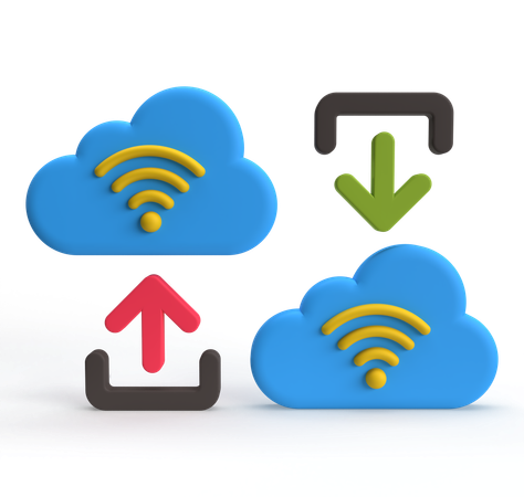 Cloud File Transfer  3D Icon