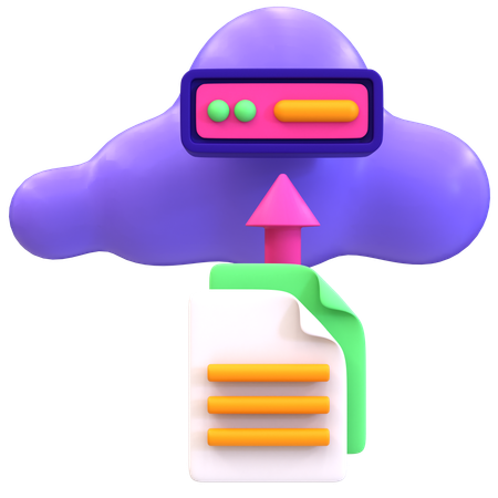 Cloud File Upload  3D Icon