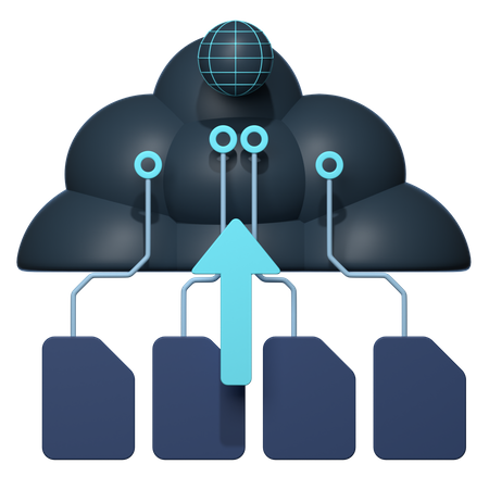 Cloud File Upload  3D Icon