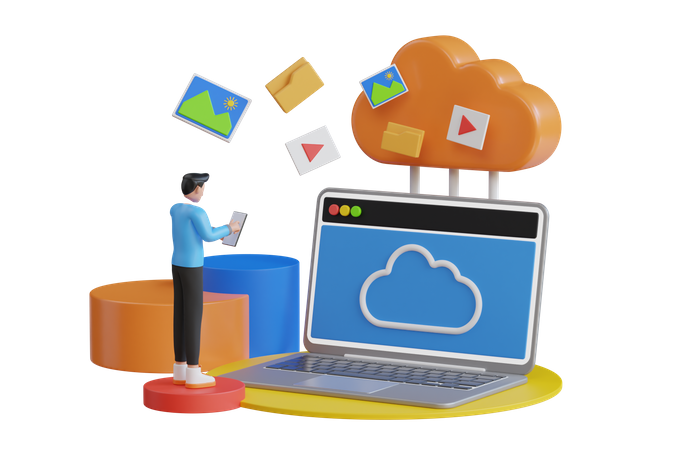 Cloud Files transfer process  3D Icon