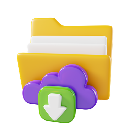 Cloud Folder Download  3D Icon