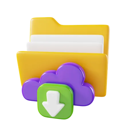 Cloud Folder Download  3D Icon